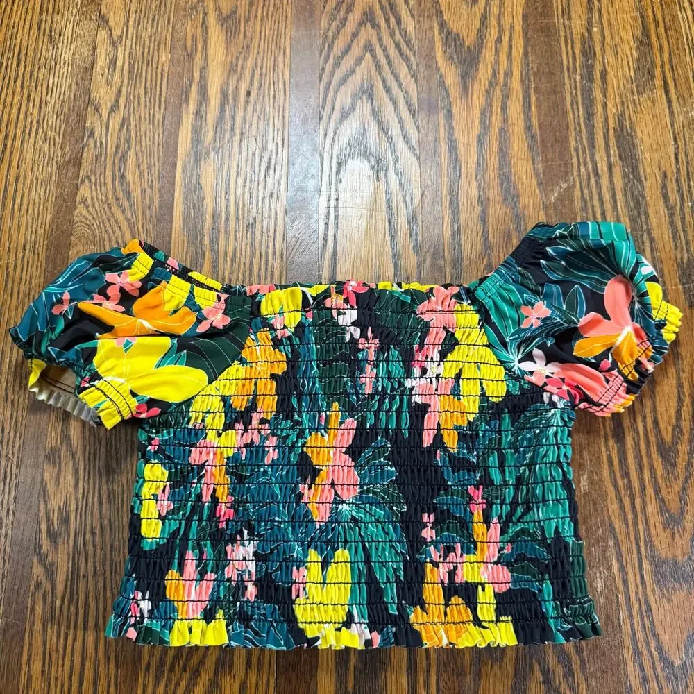 Old Navy 3T Tropical Floral Smocked Off-Shoulder 2-Piece Bikini Swimsuit Set